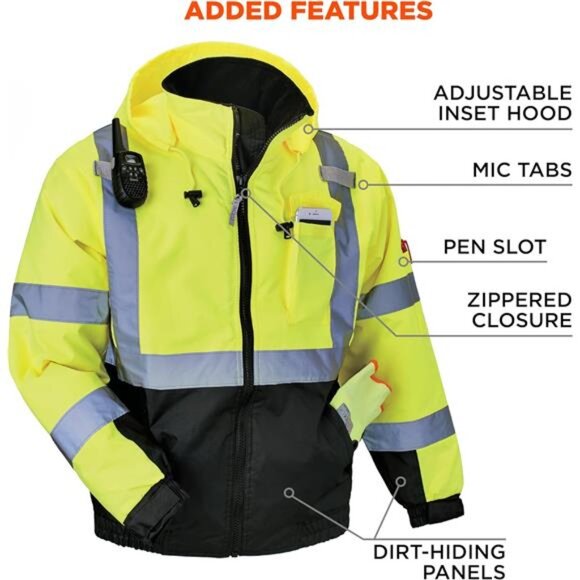 hi vis bomber safety jacket reflective waterproof warm workwear winter coat mens - Picture 6 of 7